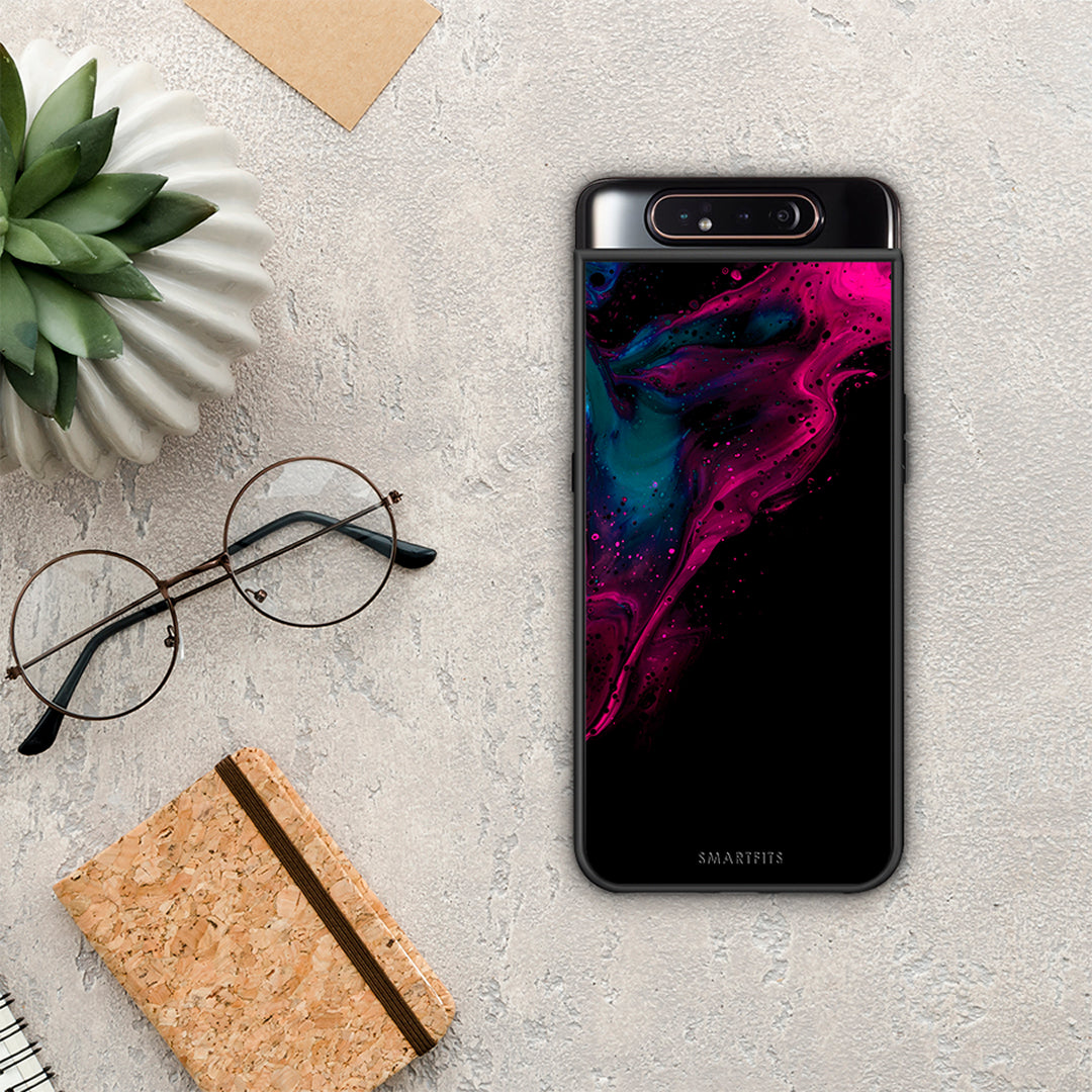 Watercolor Pink Black - Samsung Galaxy A80 case