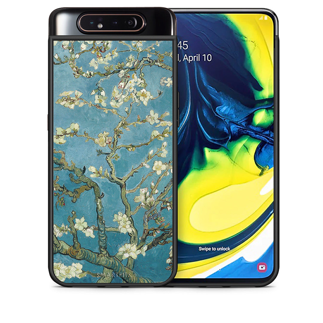 Θήκη Samsung A80 White Blossoms από τη Smartfits με σχέδιο στο πίσω μέρος και μαύρο περίβλημα | Samsung A80 White Blossoms case with colorful back and black bezels