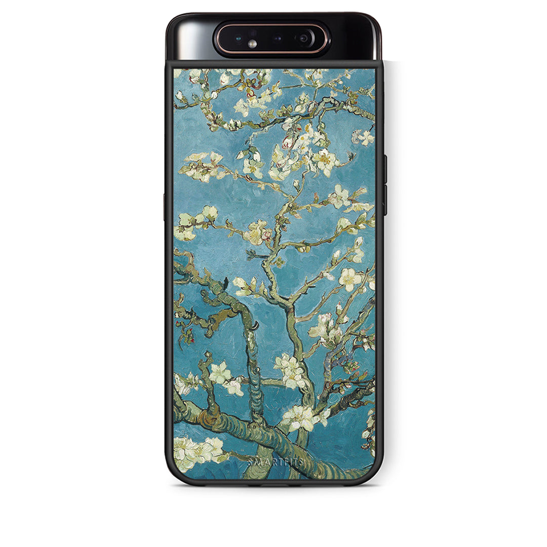 Samsung A80 White Blossoms θήκη από τη Smartfits με σχέδιο στο πίσω μέρος και μαύρο περίβλημα | Smartphone case with colorful back and black bezels by Smartfits