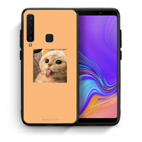 Thumbnail for Θήκη Samsung A9 Cat Tongue από τη Smartfits με σχέδιο στο πίσω μέρος και μαύρο περίβλημα | Samsung A9 Cat Tongue case with colorful back and black bezels