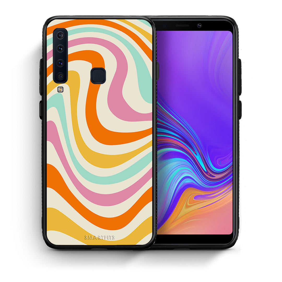 Θήκη Samsung A9 Colourful Waves από τη Smartfits με σχέδιο στο πίσω μέρος και μαύρο περίβλημα | Samsung A9 Colourful Waves case with colorful back and black bezels