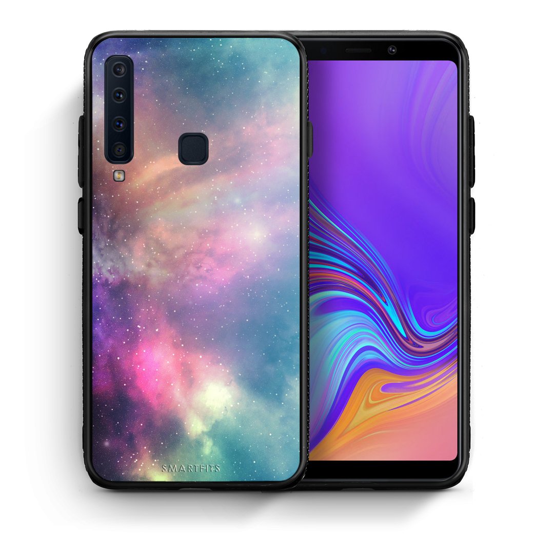 Θήκη Samsung A9 Rainbow Galaxy από τη Smartfits με σχέδιο στο πίσω μέρος και μαύρο περίβλημα | Samsung A9 Rainbow Galaxy case with colorful back and black bezels