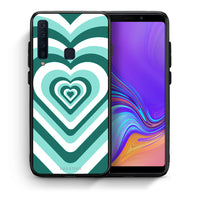 Thumbnail for Θήκη Samsung A9 Green Hearts από τη Smartfits με σχέδιο στο πίσω μέρος και μαύρο περίβλημα | Samsung A9 Green Hearts case with colorful back and black bezels