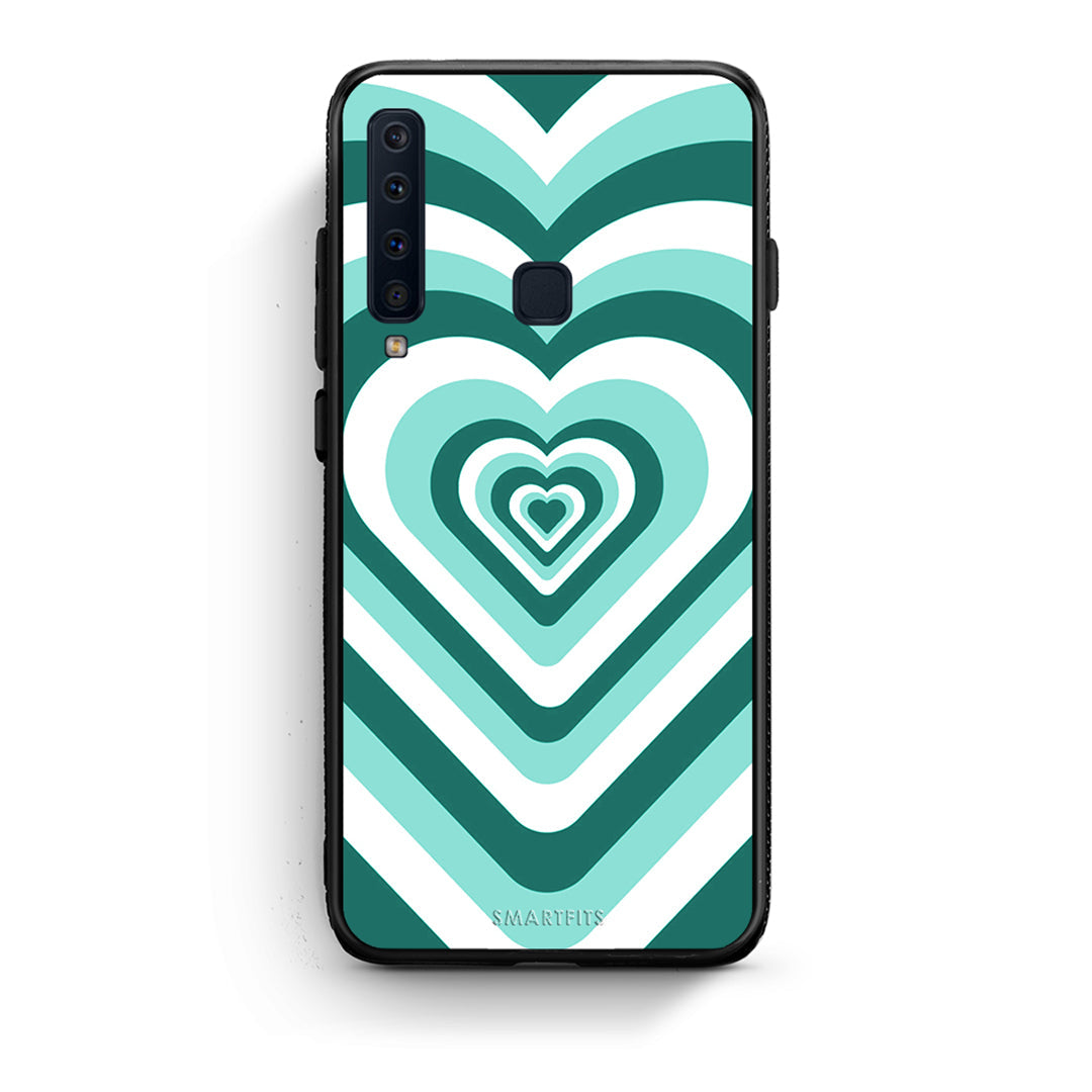 samsung a9 Green Hearts θήκη από τη Smartfits με σχέδιο στο πίσω μέρος και μαύρο περίβλημα | Smartphone case with colorful back and black bezels by Smartfits