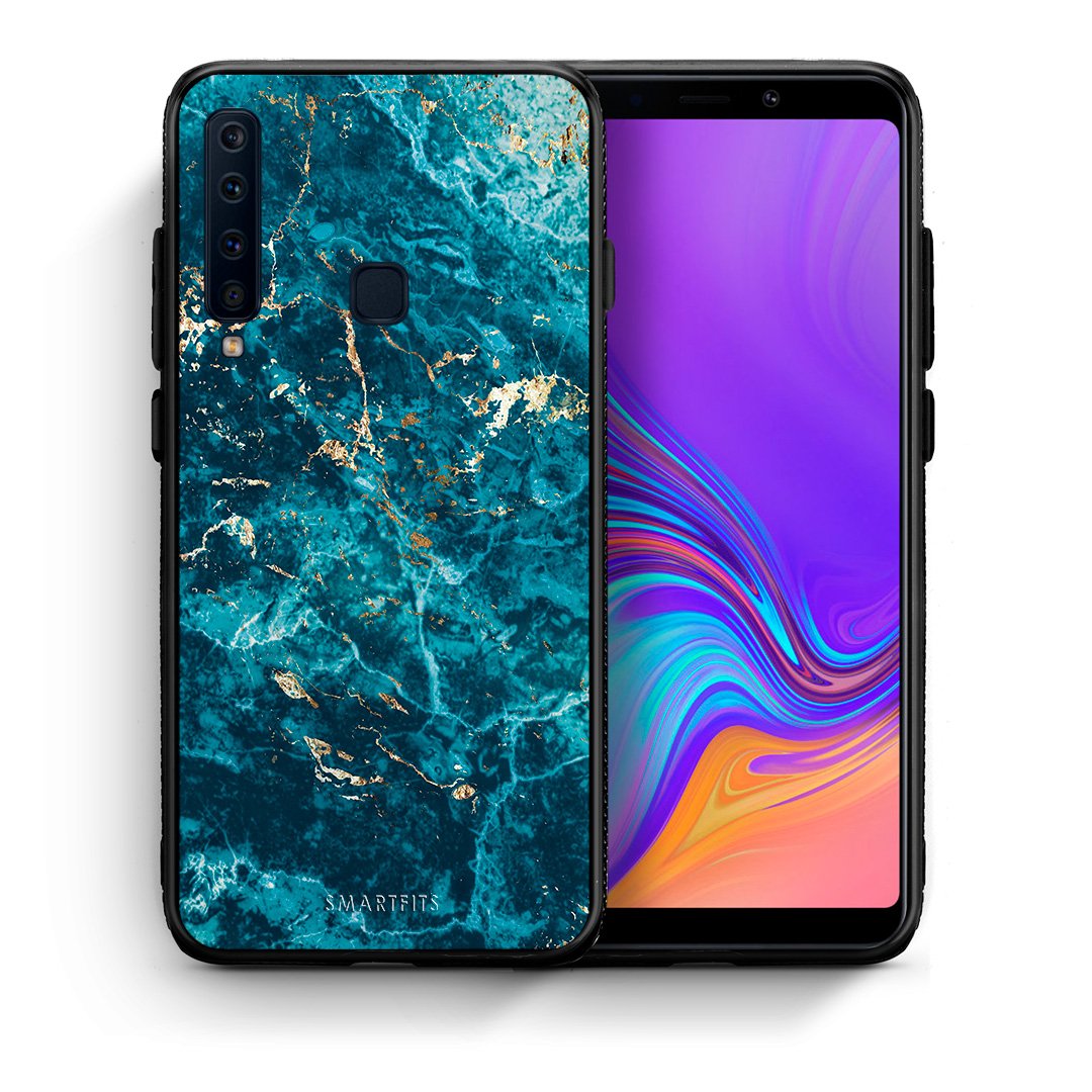 Θήκη Samsung A9 Marble Blue από τη Smartfits με σχέδιο στο πίσω μέρος και μαύρο περίβλημα | Samsung A9 Marble Blue case with colorful back and black bezels