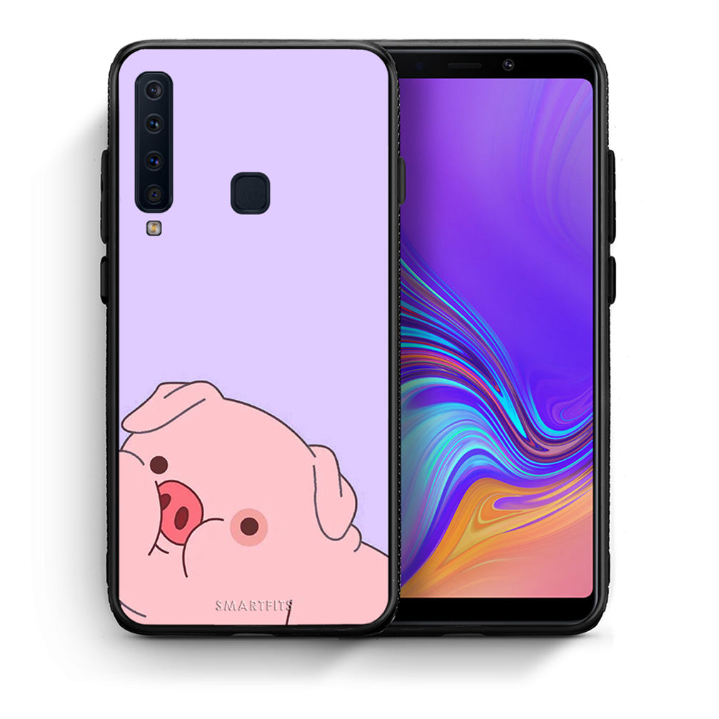 Θήκη Αγίου Βαλεντίνου Samsung A9 Pig Love 2 από τη Smartfits με σχέδιο στο πίσω μέρος και μαύρο περίβλημα | Samsung A9 Pig Love 2 case with colorful back and black bezels