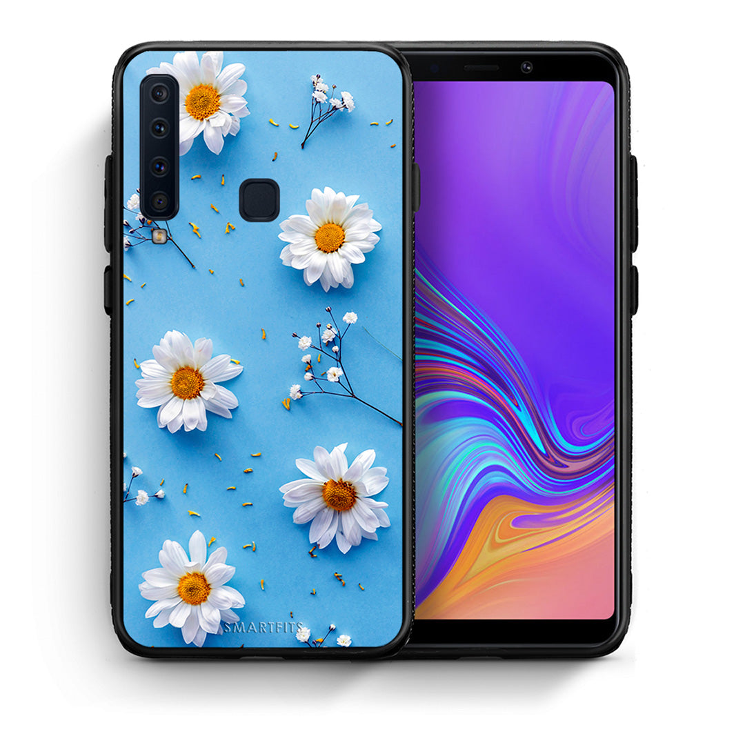 Θήκη Samsung A9 Real Daisies από τη Smartfits με σχέδιο στο πίσω μέρος και μαύρο περίβλημα | Samsung A9 Real Daisies case with colorful back and black bezels