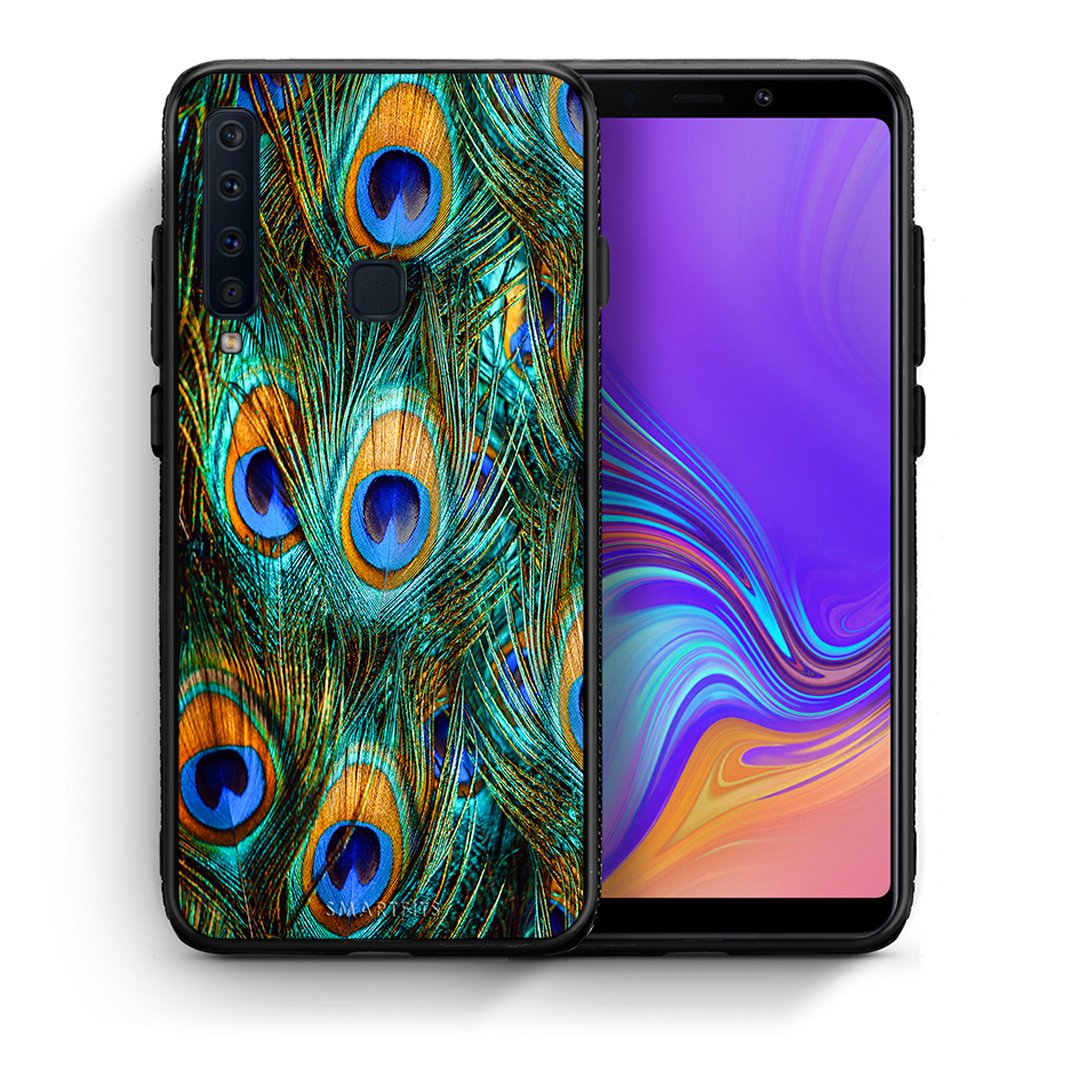 Θήκη Samsung A9 Real Peacock Feathers από τη Smartfits με σχέδιο στο πίσω μέρος και μαύρο περίβλημα | Samsung A9 Real Peacock Feathers case with colorful back and black bezels