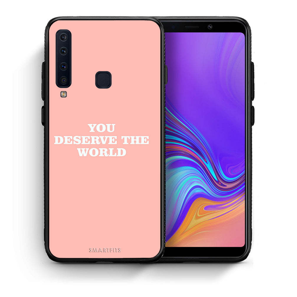 Θήκη Αγίου Βαλεντίνου Samsung A9 You Deserve The World από τη Smartfits με σχέδιο στο πίσω μέρος και μαύρο περίβλημα | Samsung A9 You Deserve The World case with colorful back and black bezels