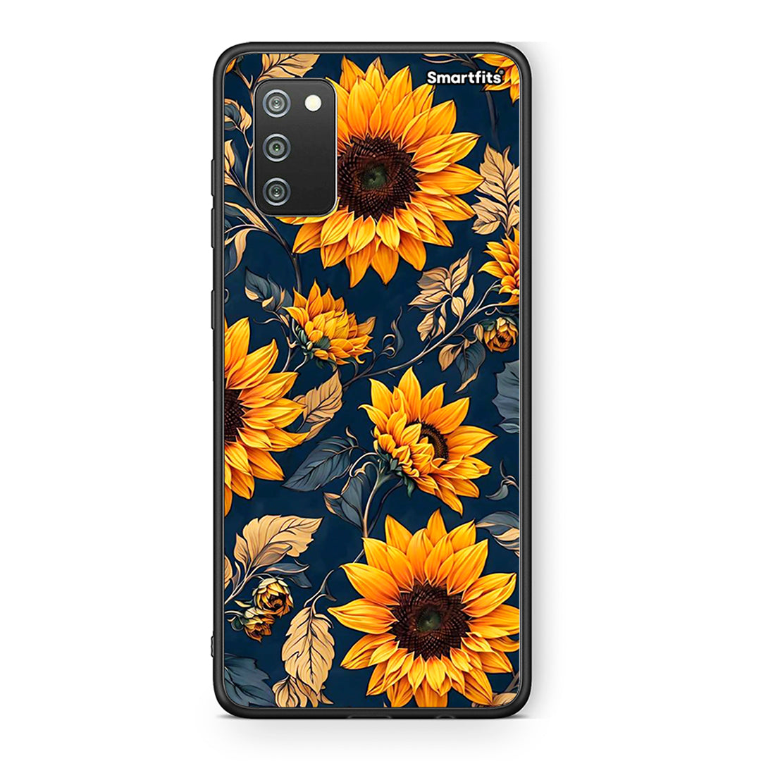 Samsung A02s Autumn Sunflowers Θήκη από τη Smartfits με σχέδιο στο πίσω μέρος και μαύρο περίβλημα | Smartphone case with colorful back and black bezels by Smartfits
