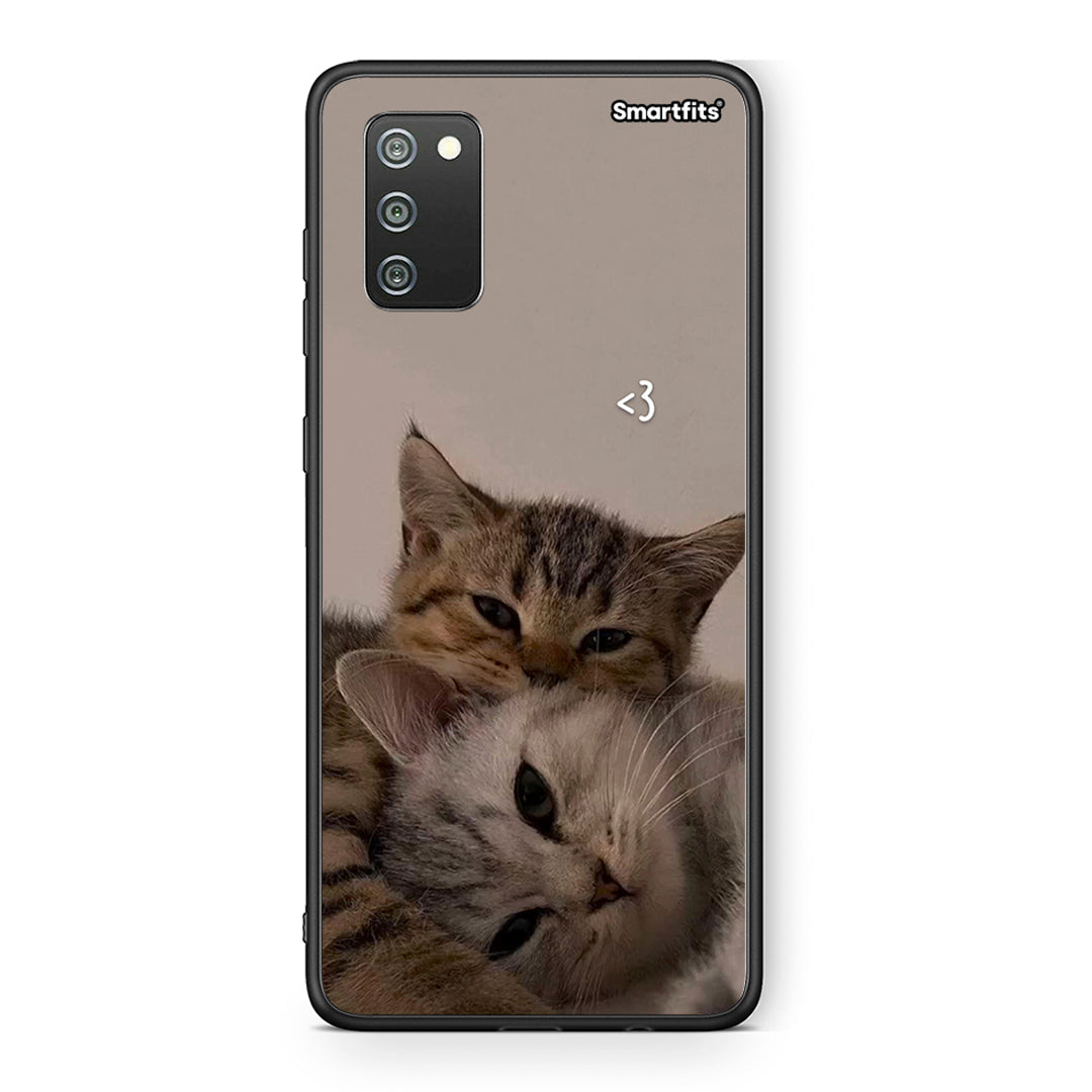 Samsung A02s Cats In Love Θήκη από τη Smartfits με σχέδιο στο πίσω μέρος και μαύρο περίβλημα | Smartphone case with colorful back and black bezels by Smartfits