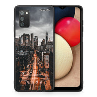 Thumbnail for Θήκη Samsung A02s City Lights από τη Smartfits με σχέδιο στο πίσω μέρος και μαύρο περίβλημα | Samsung A02s City Lights case with colorful back and black bezels