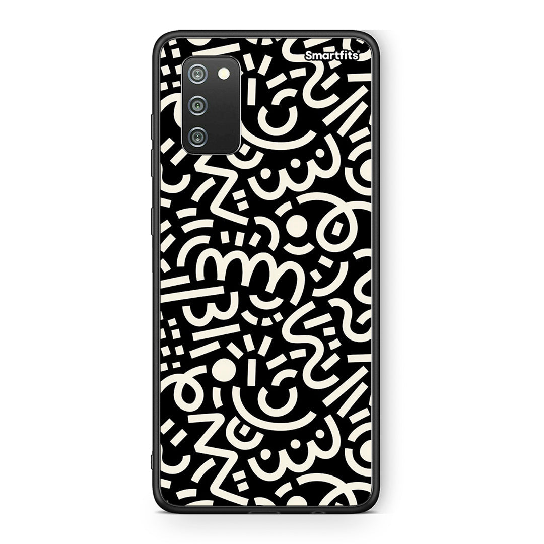 Samsung A02s Doodle Art Θήκη από τη Smartfits με σχέδιο στο πίσω μέρος και μαύρο περίβλημα | Smartphone case with colorful back and black bezels by Smartfits