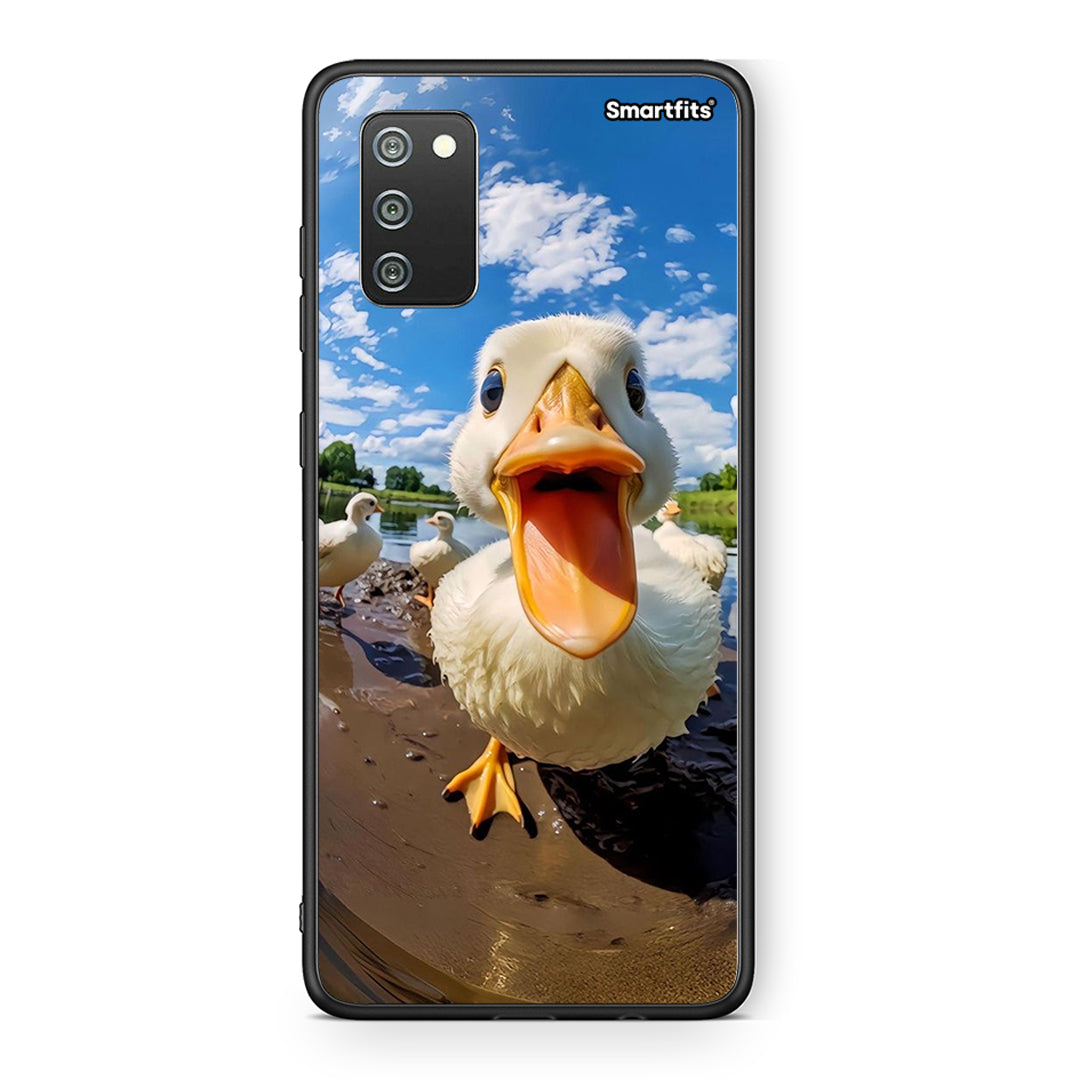 Samsung A02s Duck Face θήκη από τη Smartfits με σχέδιο στο πίσω μέρος και μαύρο περίβλημα | Smartphone case with colorful back and black bezels by Smartfits