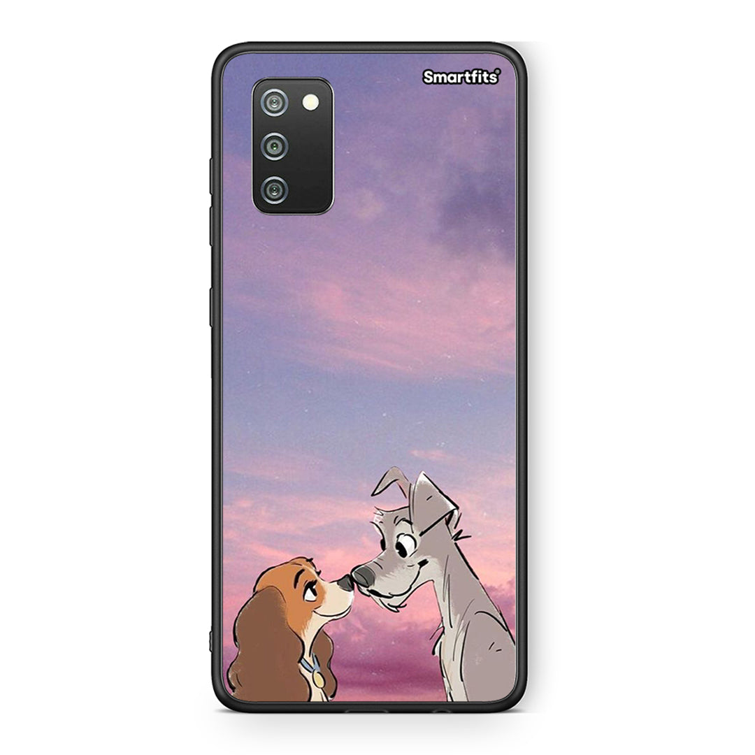 Samsung A02s Lady And Tramp θήκη από τη Smartfits με σχέδιο στο πίσω μέρος και μαύρο περίβλημα | Smartphone case with colorful back and black bezels by Smartfits