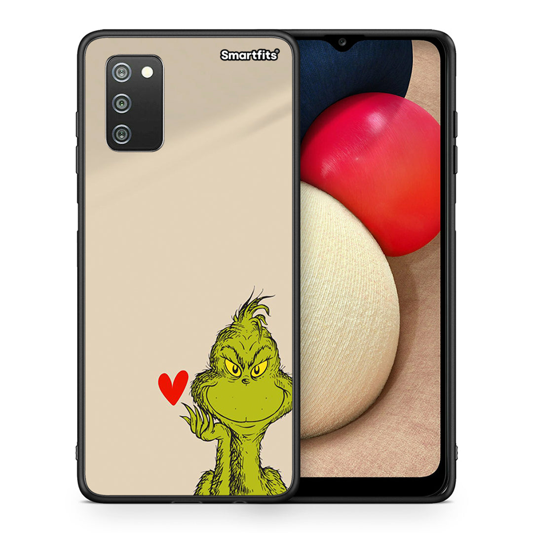 Θήκη Samsung A02s Xmas Grinch από τη Smartfits με σχέδιο στο πίσω μέρος και μαύρο περίβλημα | Samsung A02s Xmas Grinch case with colorful back and black bezels