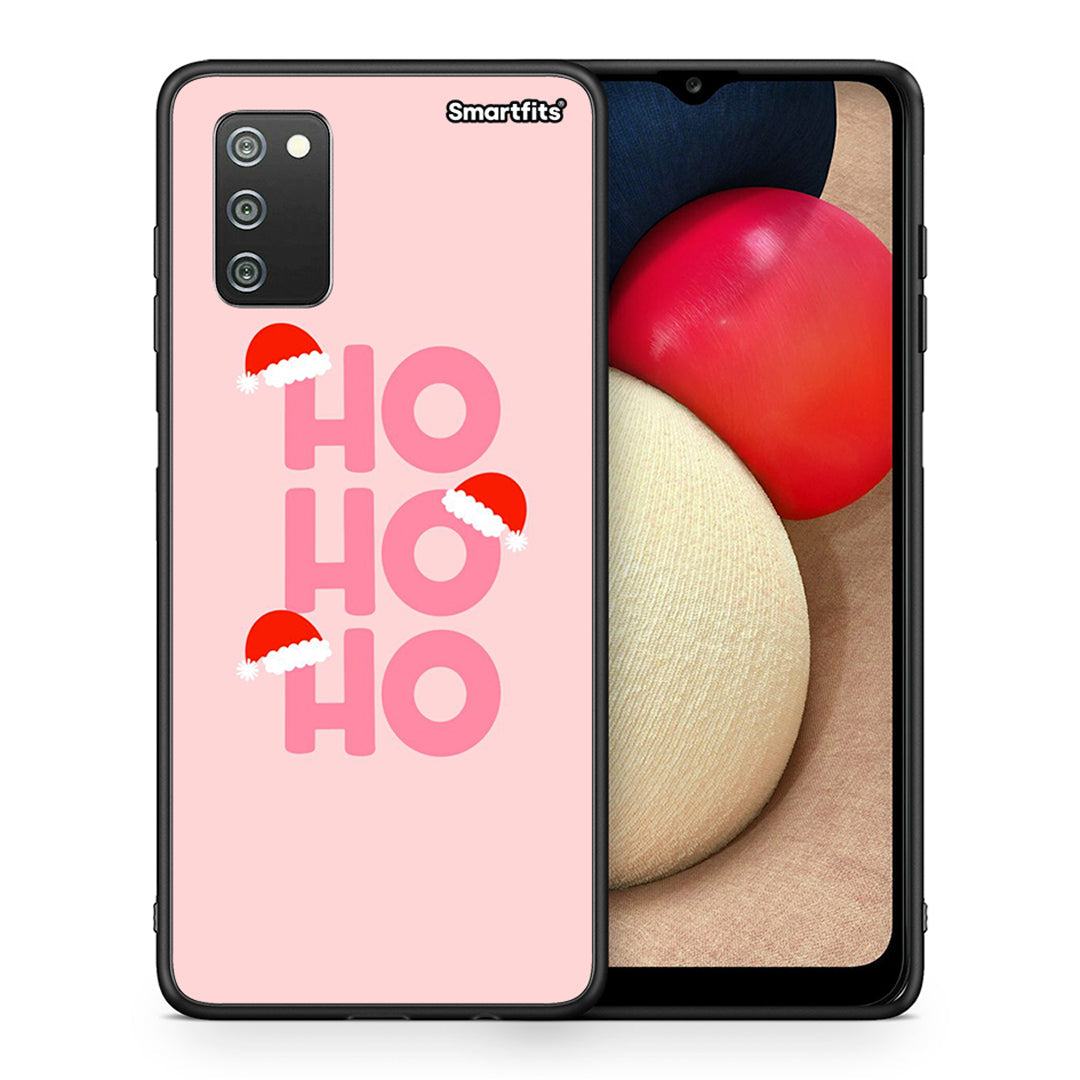 Θήκη Samsung A02s Xmas Ho Ho Ho από τη Smartfits με σχέδιο στο πίσω μέρος και μαύρο περίβλημα | Samsung A02s Xmas Ho Ho Ho case with colorful back and black bezels