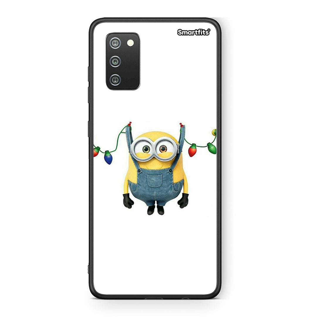 Samsung A02s Xmas Minion Lights θήκη από τη Smartfits με σχέδιο στο πίσω μέρος και μαύρο περίβλημα | Smartphone case with colorful back and black bezels by Smartfits