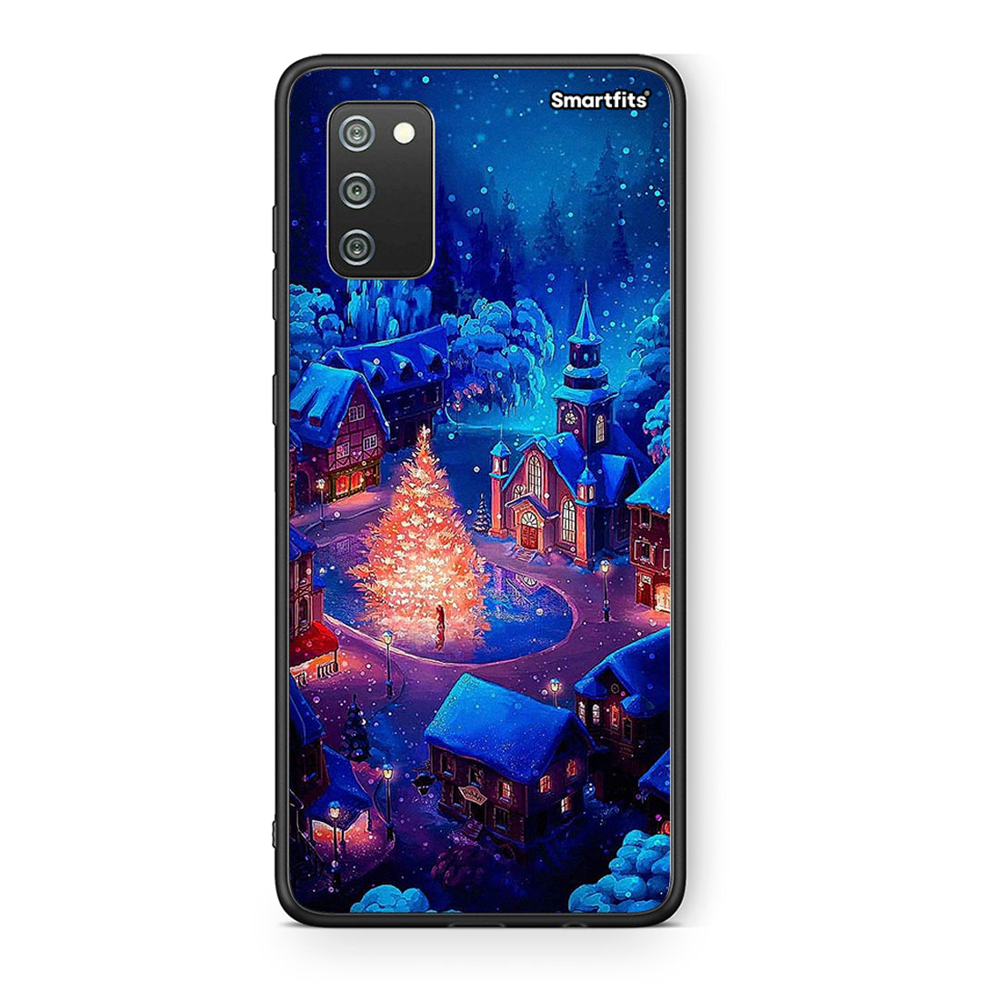 Samsung A02s Xmas Village θήκη από τη Smartfits με σχέδιο στο πίσω μέρος και μαύρο περίβλημα | Smartphone case with colorful back and black bezels by Smartfits