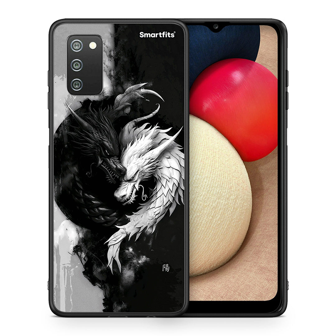 Θήκη Samsung A02s Yin Yang από τη Smartfits με σχέδιο στο πίσω μέρος και μαύρο περίβλημα | Samsung A02s Yin Yang case with colorful back and black bezels