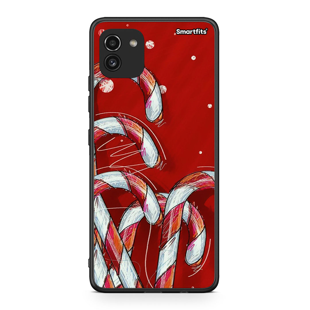 Samsung A03 Candy Cane θήκη από τη Smartfits με σχέδιο στο πίσω μέρος και μαύρο περίβλημα | Smartphone case with colorful back and black bezels by Smartfits