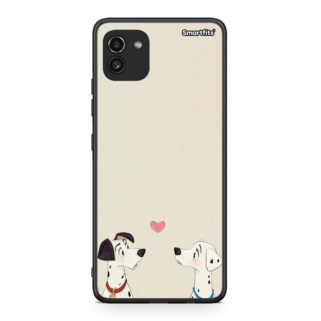 Samsung A03 Dalmatians Love θήκη από τη Smartfits με σχέδιο στο πίσω μέρος και μαύρο περίβλημα | Smartphone case with colorful back and black bezels by Smartfits