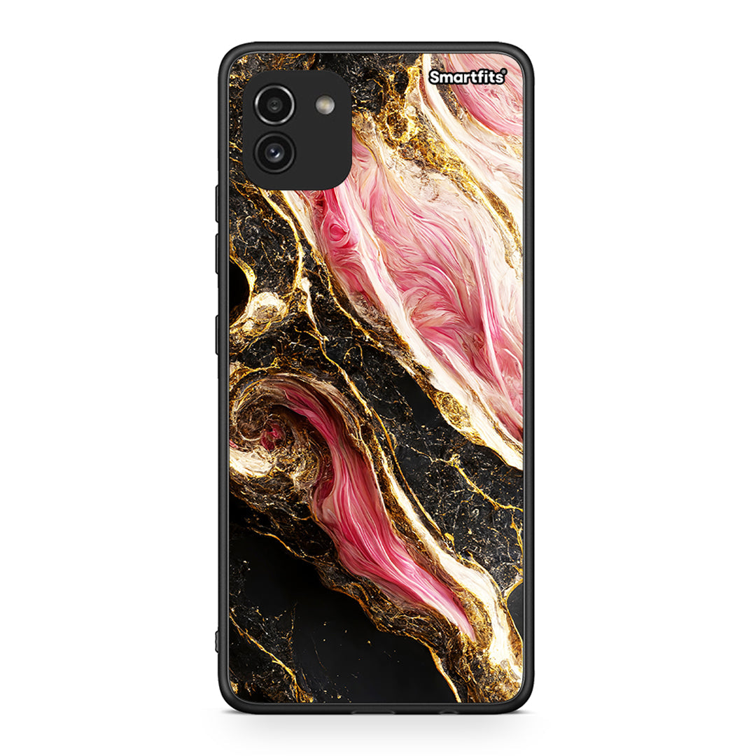 Samsung A03 Glamorous Pink Marble θήκη από τη Smartfits με σχέδιο στο πίσω μέρος και μαύρο περίβλημα | Smartphone case with colorful back and black bezels by Smartfits