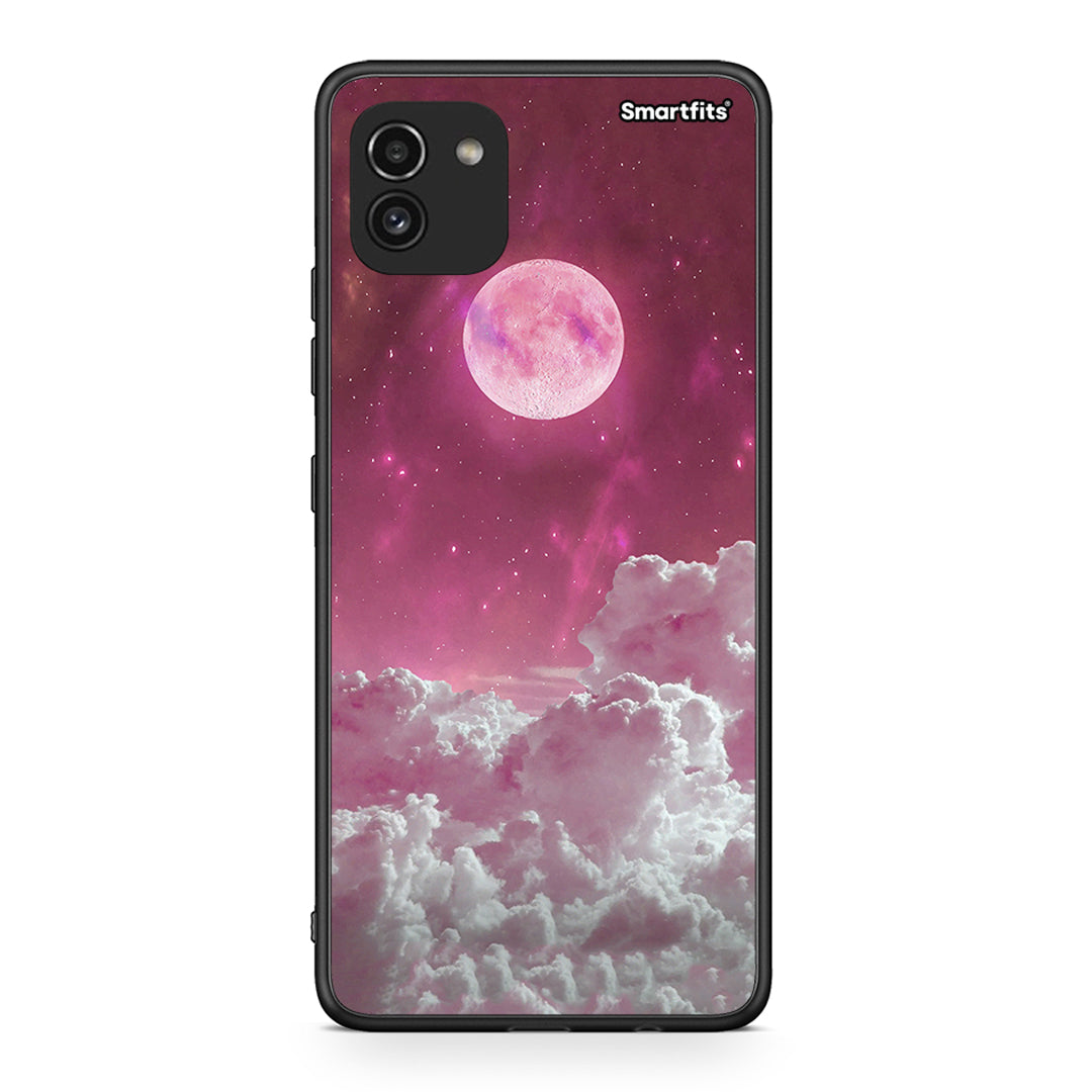 Samsung A03 Pink Moon θήκη από τη Smartfits με σχέδιο στο πίσω μέρος και μαύρο περίβλημα | Smartphone case with colorful back and black bezels by Smartfits