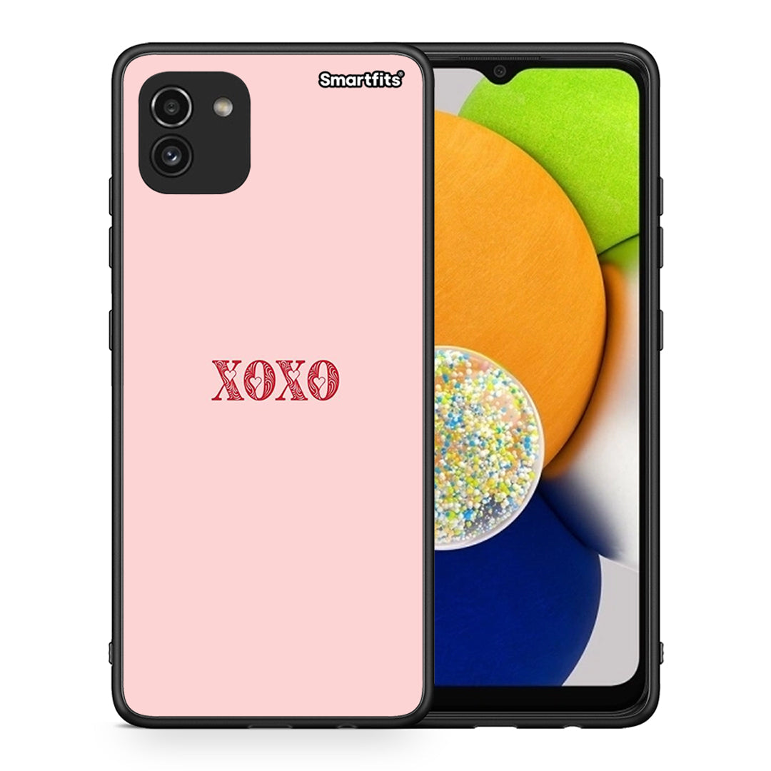Θήκη Samsung A03 XOXO Love από τη Smartfits με σχέδιο στο πίσω μέρος και μαύρο περίβλημα | Samsung A03 XOXO Love case with colorful back and black bezels