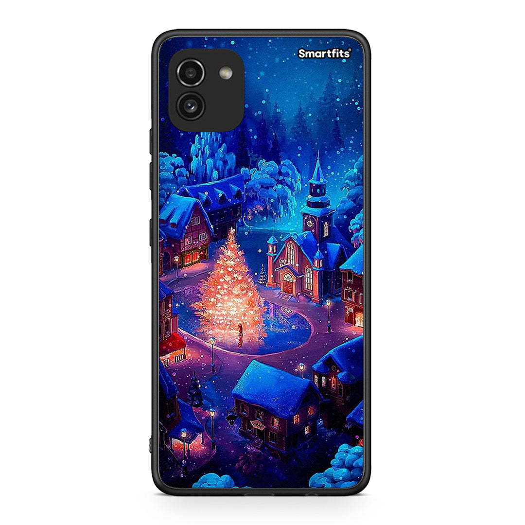 Samsung A03 Xmas Village θήκη από τη Smartfits με σχέδιο στο πίσω μέρος και μαύρο περίβλημα | Smartphone case with colorful back and black bezels by Smartfits