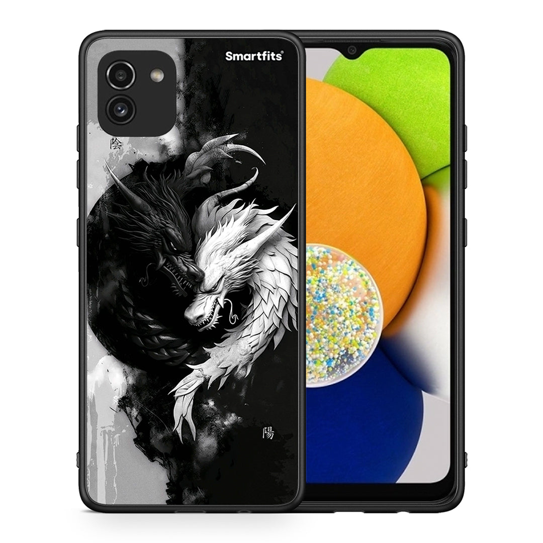 Θήκη Samsung A03 Yin Yang από τη Smartfits με σχέδιο στο πίσω μέρος και μαύρο περίβλημα | Samsung A03 Yin Yang case with colorful back and black bezels