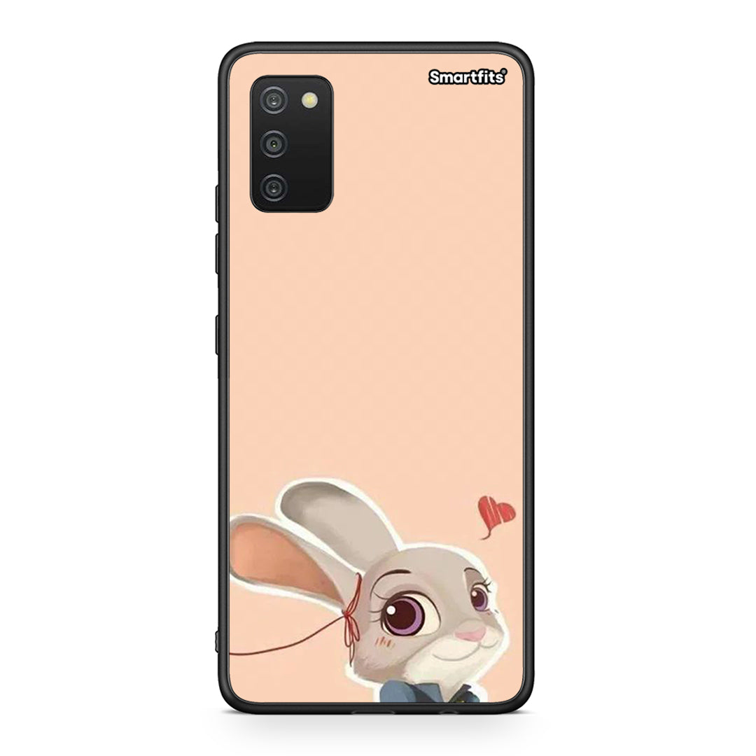 Samsung A03s Nick Wilde And Judy Hopps Love 2 θήκη από τη Smartfits με σχέδιο στο πίσω μέρος και μαύρο περίβλημα | Smartphone case with colorful back and black bezels by Smartfits