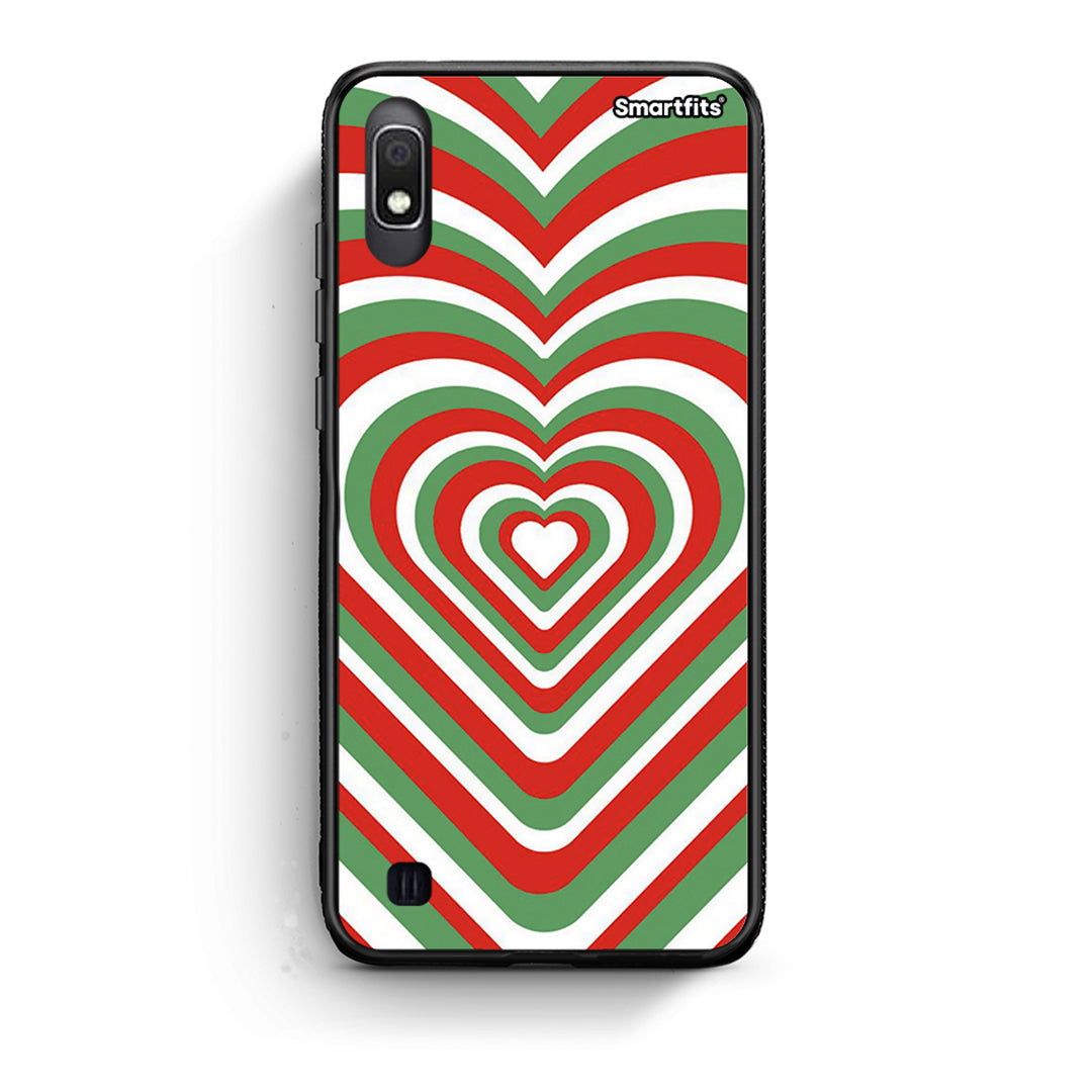 Samsung A10 Christmas Hearts θήκη από τη Smartfits με σχέδιο στο πίσω μέρος και μαύρο περίβλημα | Smartphone case with colorful back and black bezels by Smartfits