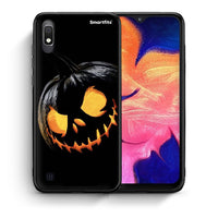 Thumbnail for Θήκη Samsung A10 Halloween Scary Pumpkin από τη Smartfits με σχέδιο στο πίσω μέρος και μαύρο περίβλημα | Samsung A10 Halloween Scary Pumpkin case with colorful back and black bezels