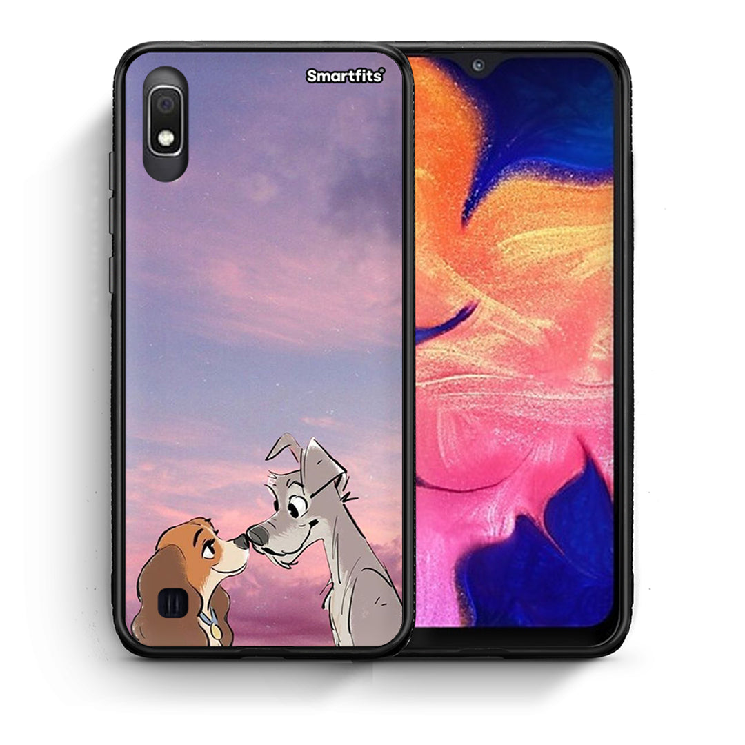 Θήκη Samsung A10 Lady And Tramp από τη Smartfits με σχέδιο στο πίσω μέρος και μαύρο περίβλημα | Samsung A10 Lady And Tramp case with colorful back and black bezels