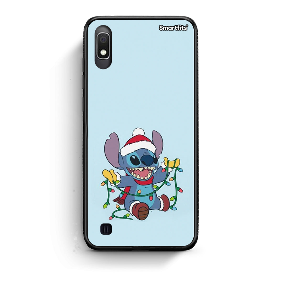 Samsung A10 Santa Stich θήκη από τη Smartfits με σχέδιο στο πίσω μέρος και μαύρο περίβλημα | Smartphone case with colorful back and black bezels by Smartfits