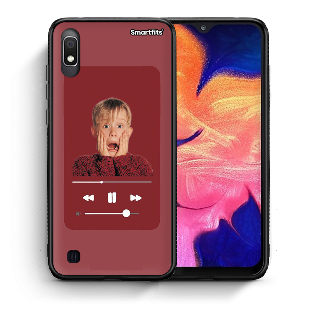 Θήκη Samsung A10 Xmas Alone Music από τη Smartfits με σχέδιο στο πίσω μέρος και μαύρο περίβλημα | Samsung A10 Xmas Alone Music case with colorful back and black bezels