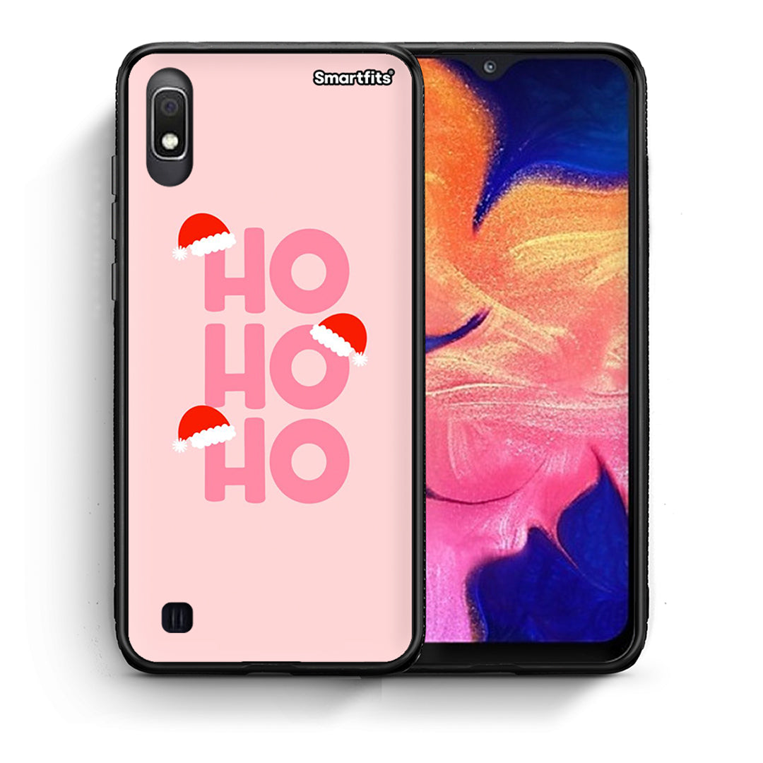 Θήκη Samsung A10 Xmas Ho Ho Ho από τη Smartfits με σχέδιο στο πίσω μέρος και μαύρο περίβλημα | Samsung A10 Xmas Ho Ho Ho case with colorful back and black bezels