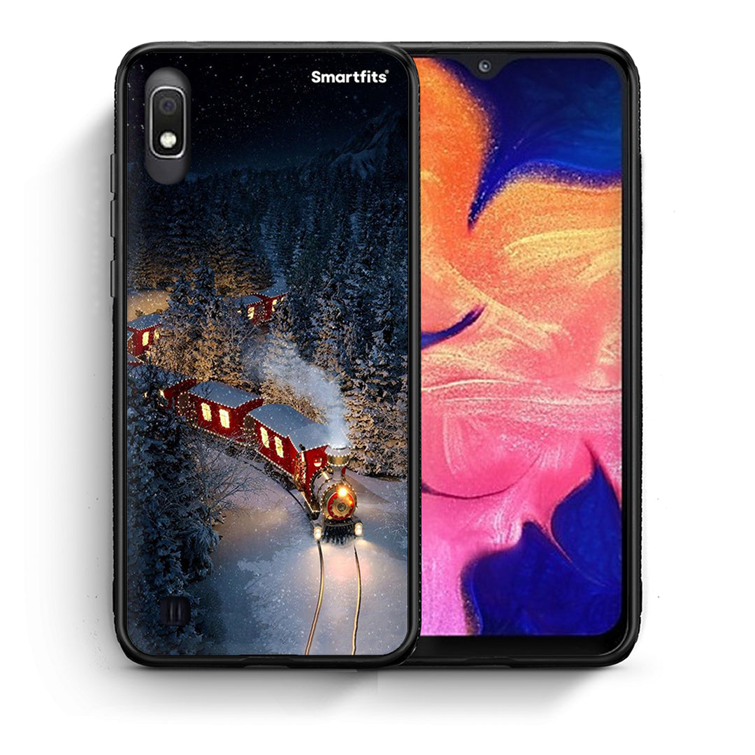 Θήκη Samsung A10 Xmas Train από τη Smartfits με σχέδιο στο πίσω μέρος και μαύρο περίβλημα | Samsung A10 Xmas Train case with colorful back and black bezels