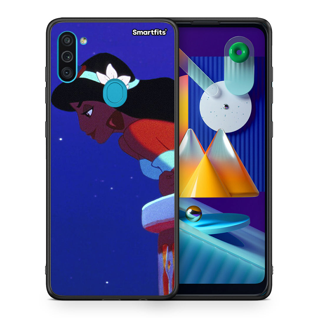 Θήκη Samsung A11/M11 Alladin And Jasmine Love 2 από τη Smartfits με σχέδιο στο πίσω μέρος και μαύρο περίβλημα | Samsung A11/M11 Alladin And Jasmine Love 2 case with colorful back and black bezels