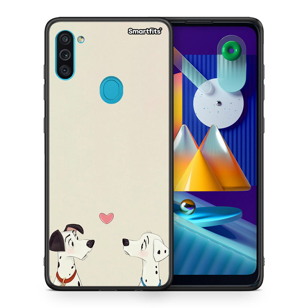 Θήκη Samsung A11/M11 Dalmatians Love από τη Smartfits με σχέδιο στο πίσω μέρος και μαύρο περίβλημα | Samsung A11/M11 Dalmatians Love case with colorful back and black bezels