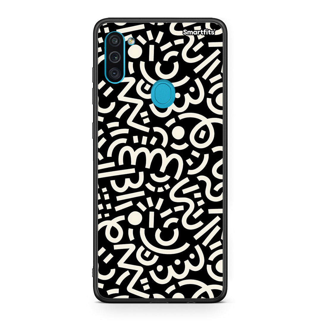 Samsung A11 / M11 Doodle Art Θήκη από τη Smartfits με σχέδιο στο πίσω μέρος και μαύρο περίβλημα | Smartphone case with colorful back and black bezels by Smartfits