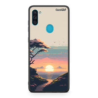 Thumbnail for Samsung A11 / M11 Pixel Sunset Θήκη από τη Smartfits με σχέδιο στο πίσω μέρος και μαύρο περίβλημα | Smartphone case with colorful back and black bezels by Smartfits