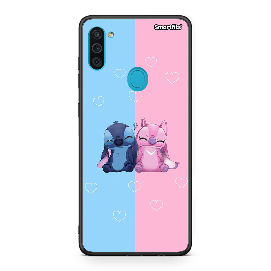 Samsung A11/M11 Stitch And Angel θήκη από τη Smartfits με σχέδιο στο πίσω μέρος και μαύρο περίβλημα | Smartphone case with colorful back and black bezels by Smartfits