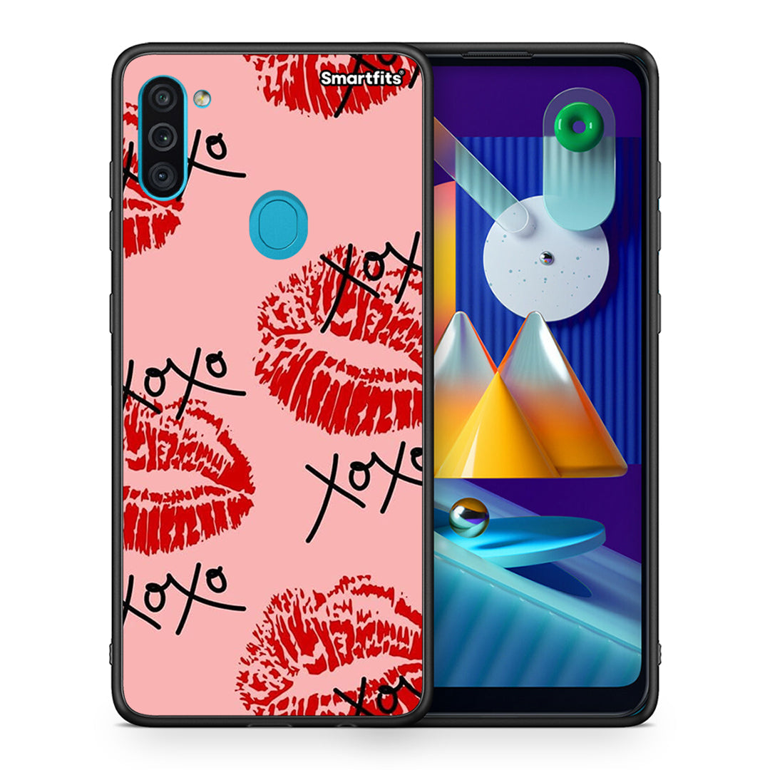 Θήκη Samsung A11/M11 XOXO Lips από τη Smartfits με σχέδιο στο πίσω μέρος και μαύρο περίβλημα | Samsung A11/M11 XOXO Lips case with colorful back and black bezels