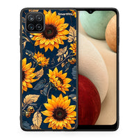 Thumbnail for Θήκη Samsung A12 Autumn Sunflowers από τη Smartfits με σχέδιο στο πίσω μέρος και μαύρο περίβλημα | Samsung A12 Autumn Sunflowers case with colorful back and black bezels