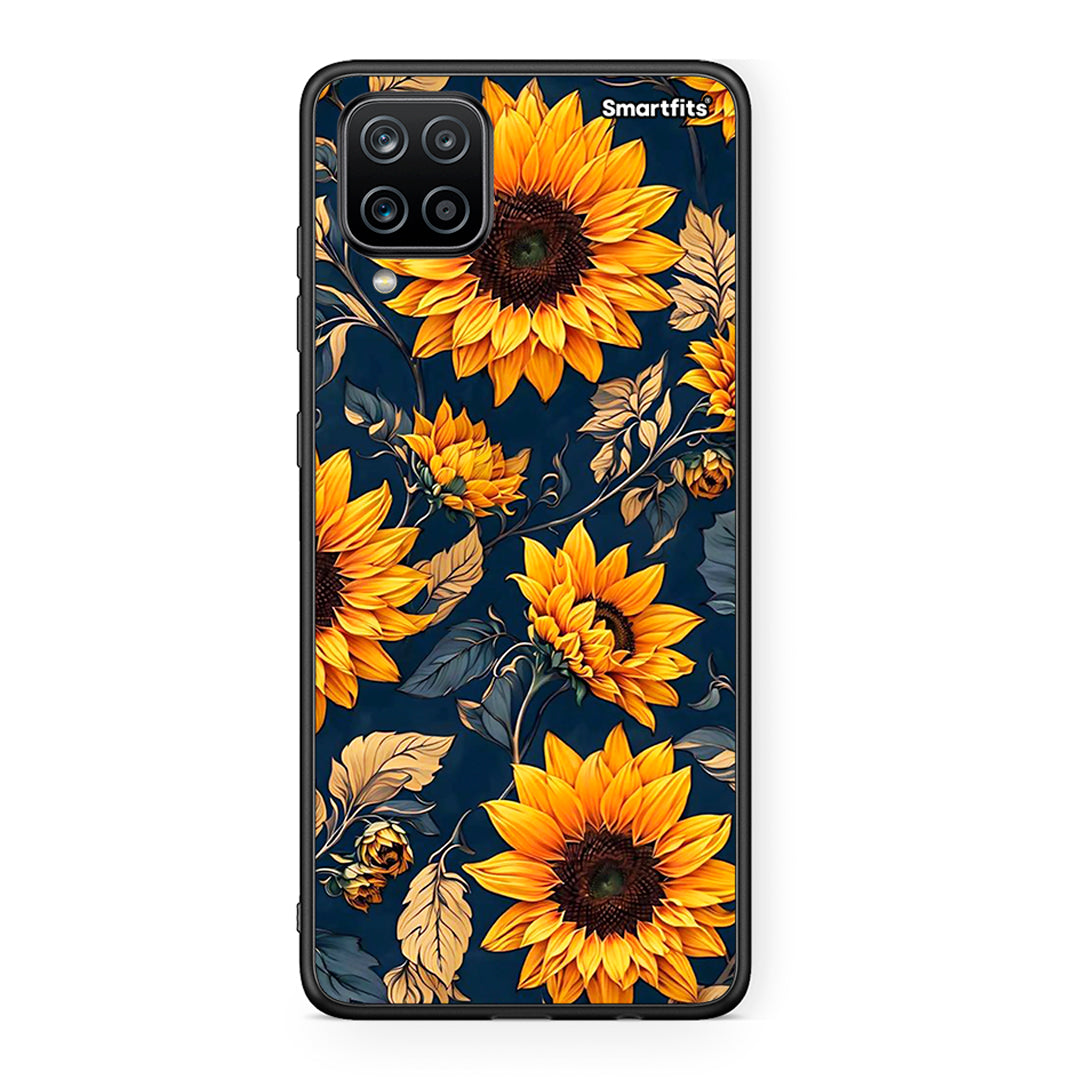 Samsung A12 Autumn Sunflowers Θήκη από τη Smartfits με σχέδιο στο πίσω μέρος και μαύρο περίβλημα | Smartphone case with colorful back and black bezels by Smartfits