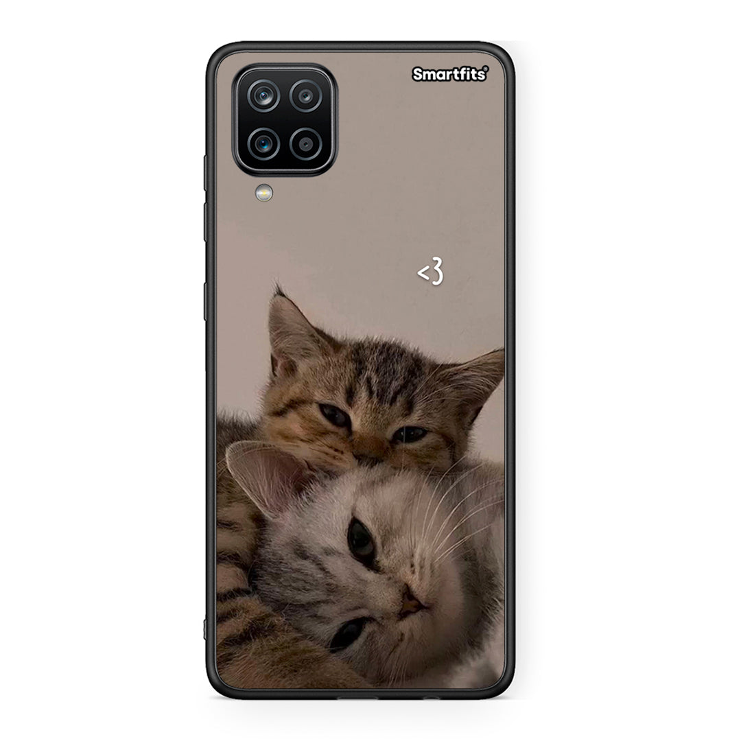 Samsung A12 Cats In Love Θήκη από τη Smartfits με σχέδιο στο πίσω μέρος και μαύρο περίβλημα | Smartphone case with colorful back and black bezels by Smartfits