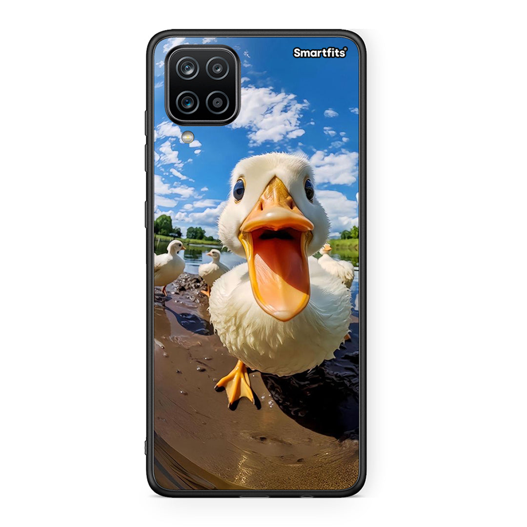 Samsung A12 Duck Face θήκη από τη Smartfits με σχέδιο στο πίσω μέρος και μαύρο περίβλημα | Smartphone case with colorful back and black bezels by Smartfits