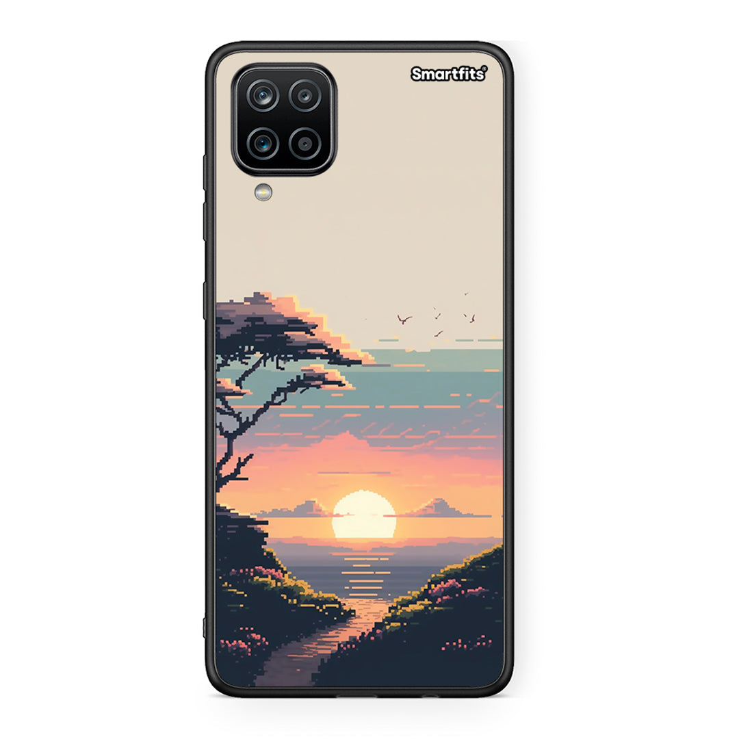 Samsung A12 Pixel Sunset Θήκη από τη Smartfits με σχέδιο στο πίσω μέρος και μαύρο περίβλημα | Smartphone case with colorful back and black bezels by Smartfits